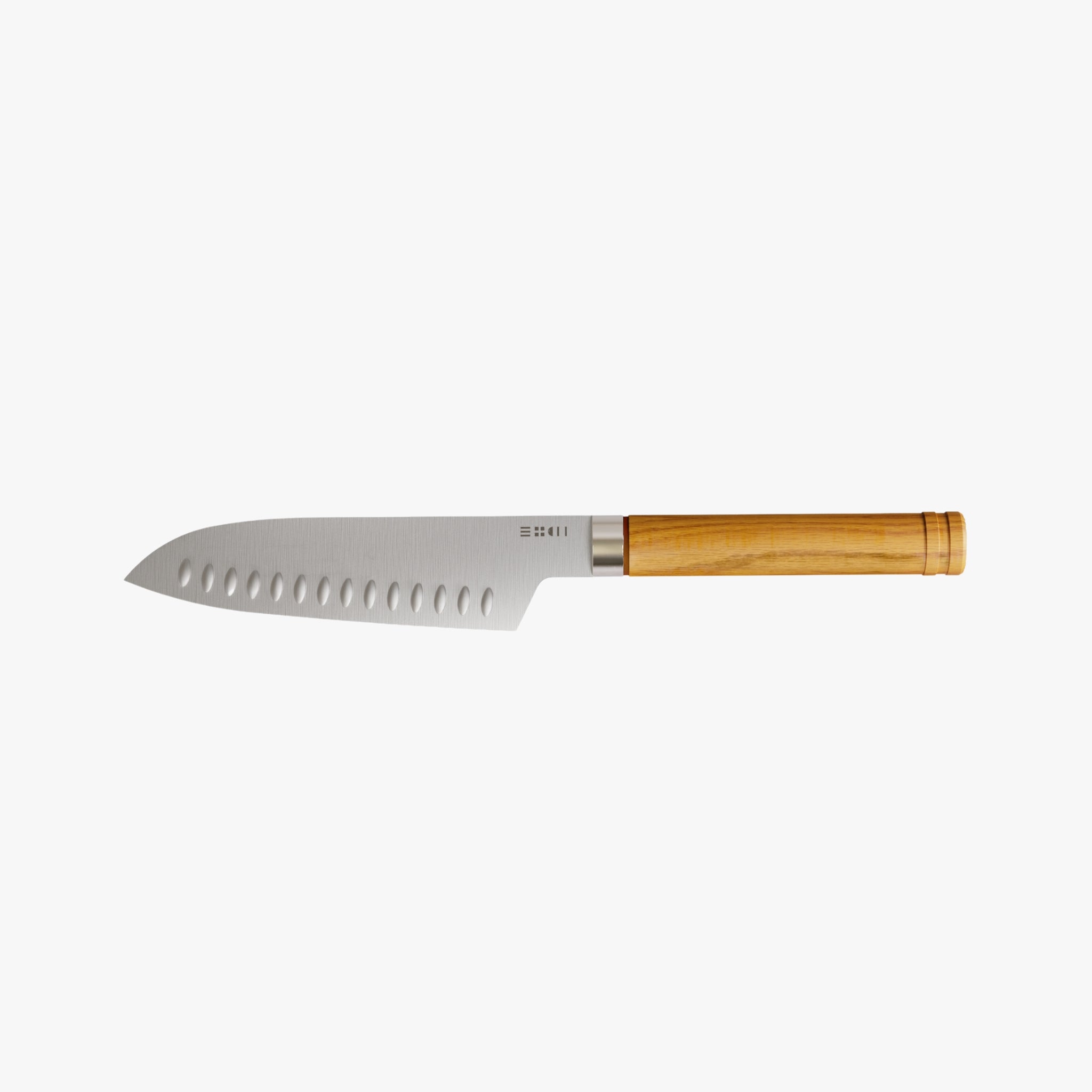 Couteau Santoku artisanal lame inox 17 cm manche en bois de merisier